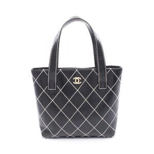 Chanel Wild Stitch Tote Bag Black Leather